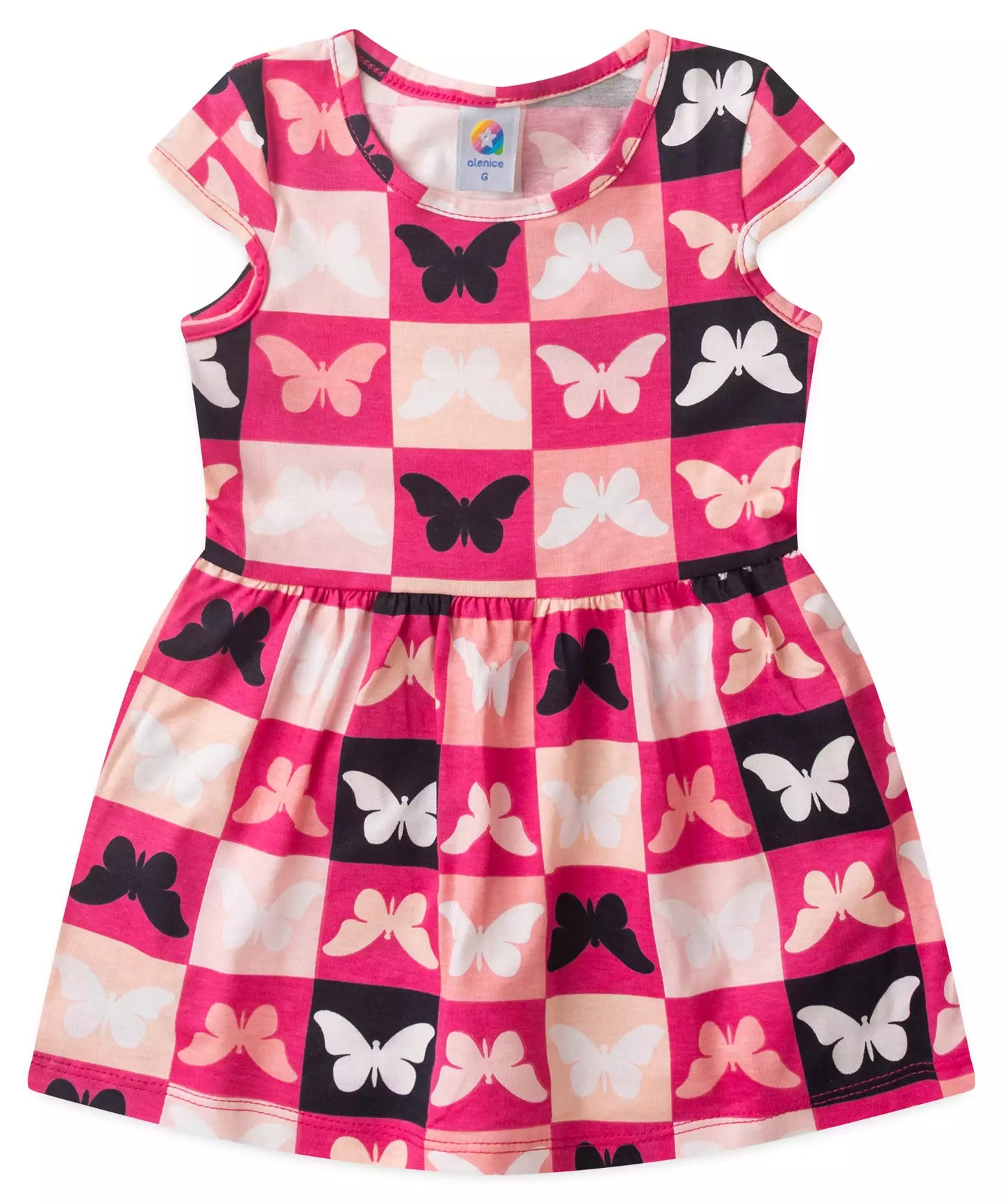 Vestido Infantil Borboletas Pink