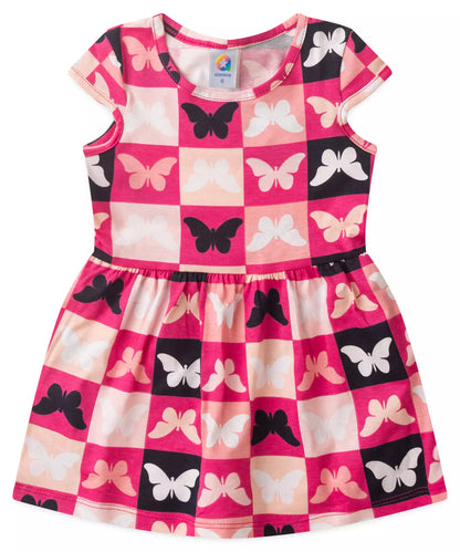 Vestido Infantil Borboletas Pink