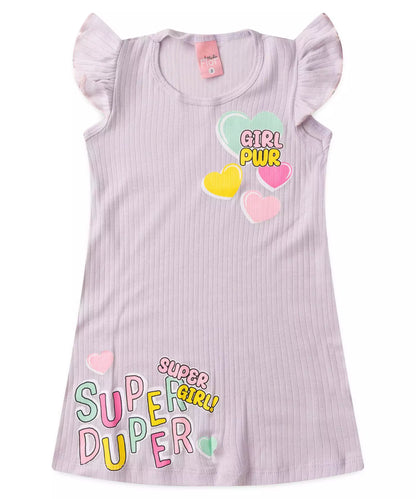 Vestido Infantil Corações Lilás