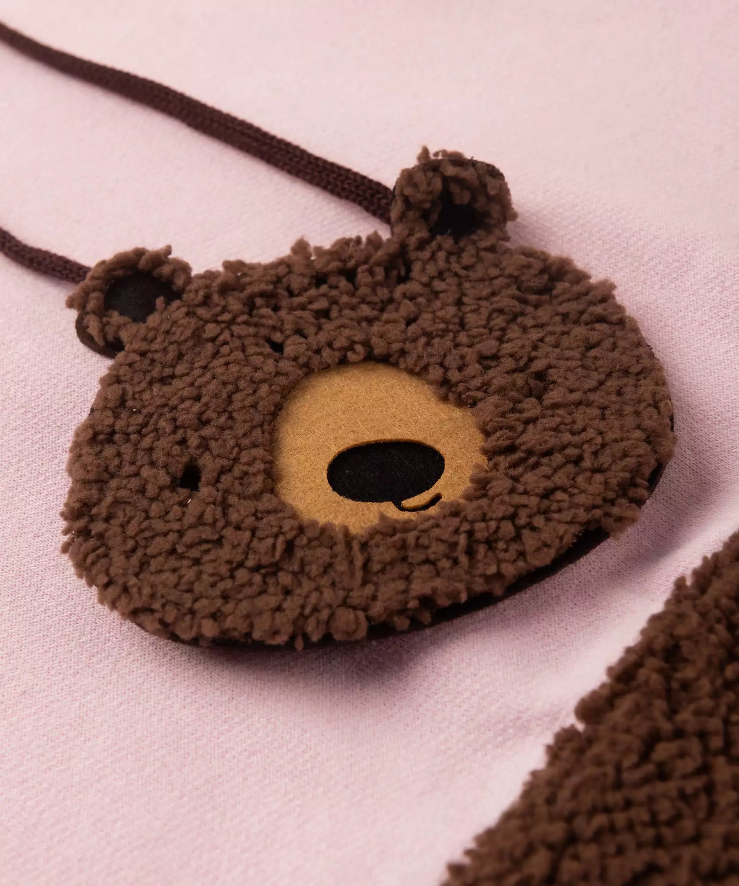 Vestido Infantil de Inverno com Bolsa de Ursinho Rosa