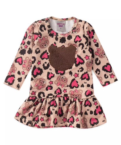 Vestido Infantil de Inverno Oncinha Marrom