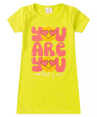 Vestido Infantil Emoji Verde