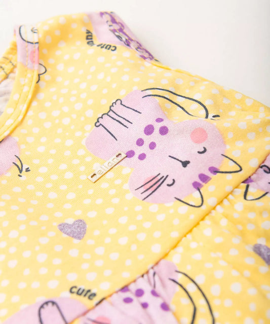 Vestido Infantil Gatinho Amarelo