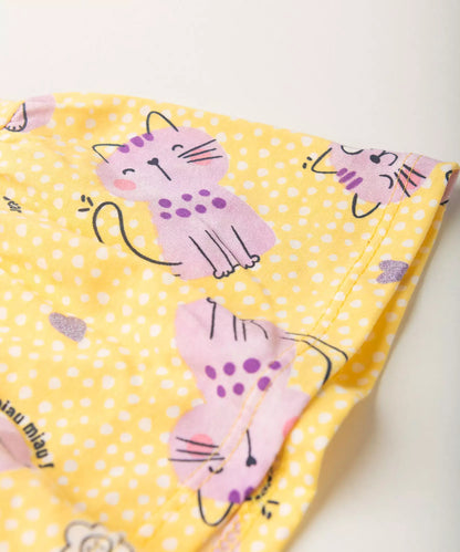 Vestido Infantil Gatinho Amarelo