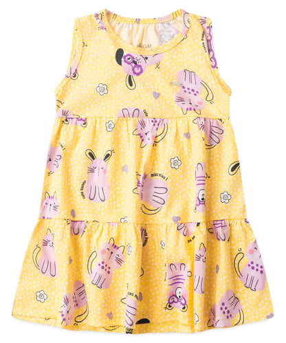 Vestido Infantil Gatinho Amarelo
