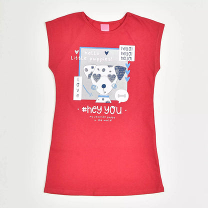 Vestido Infantil Pink com Estampa de Cachorrinho