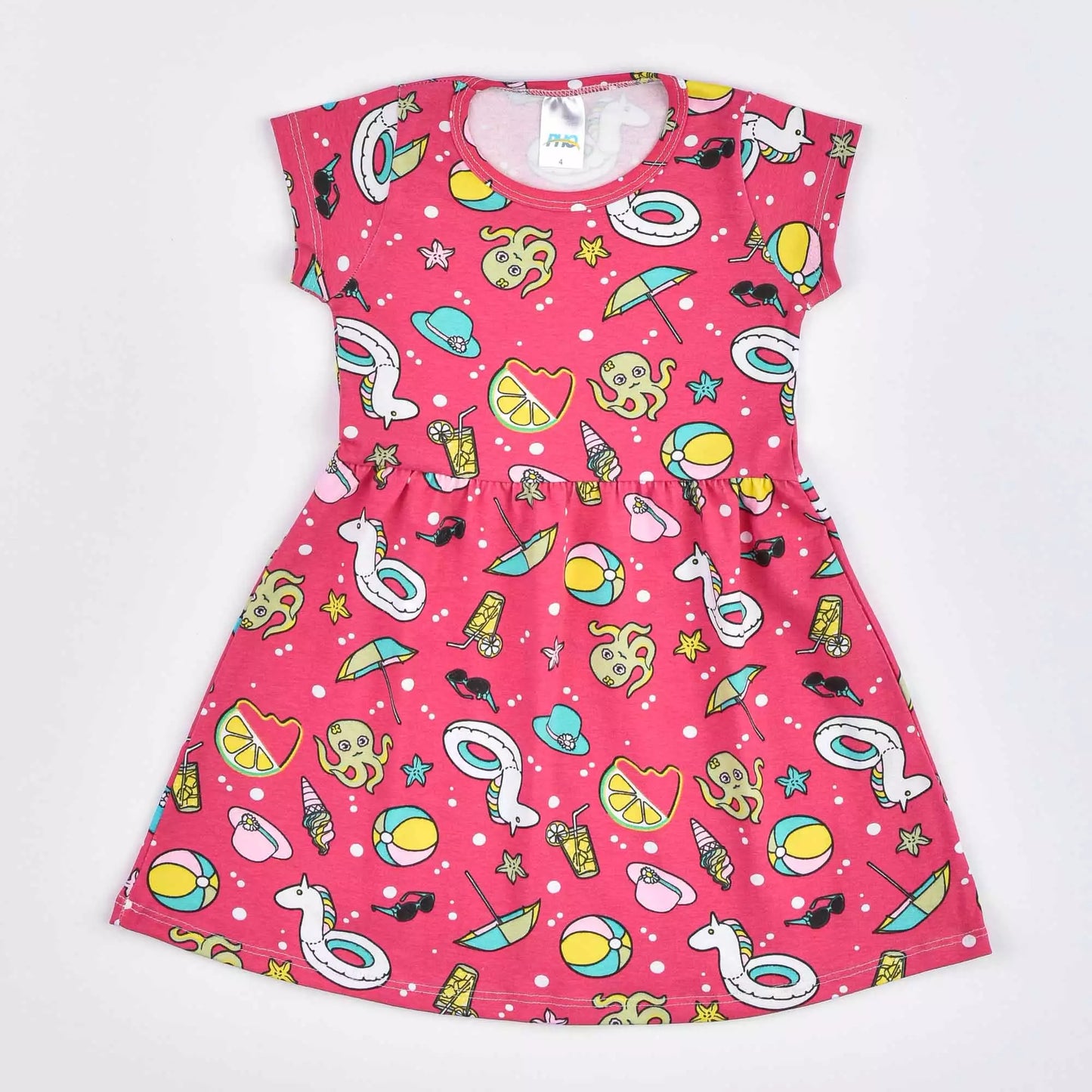 Vestido Infantil Pink com Estampa de Unicórnio