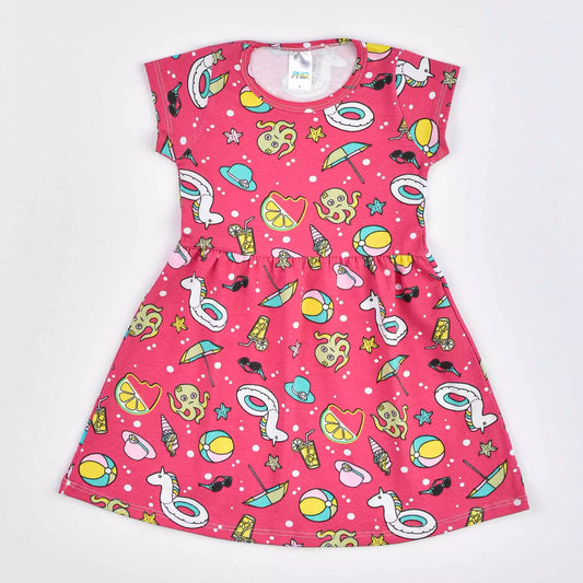 Vestido Infantil Pink com Estampa de Unicórnio