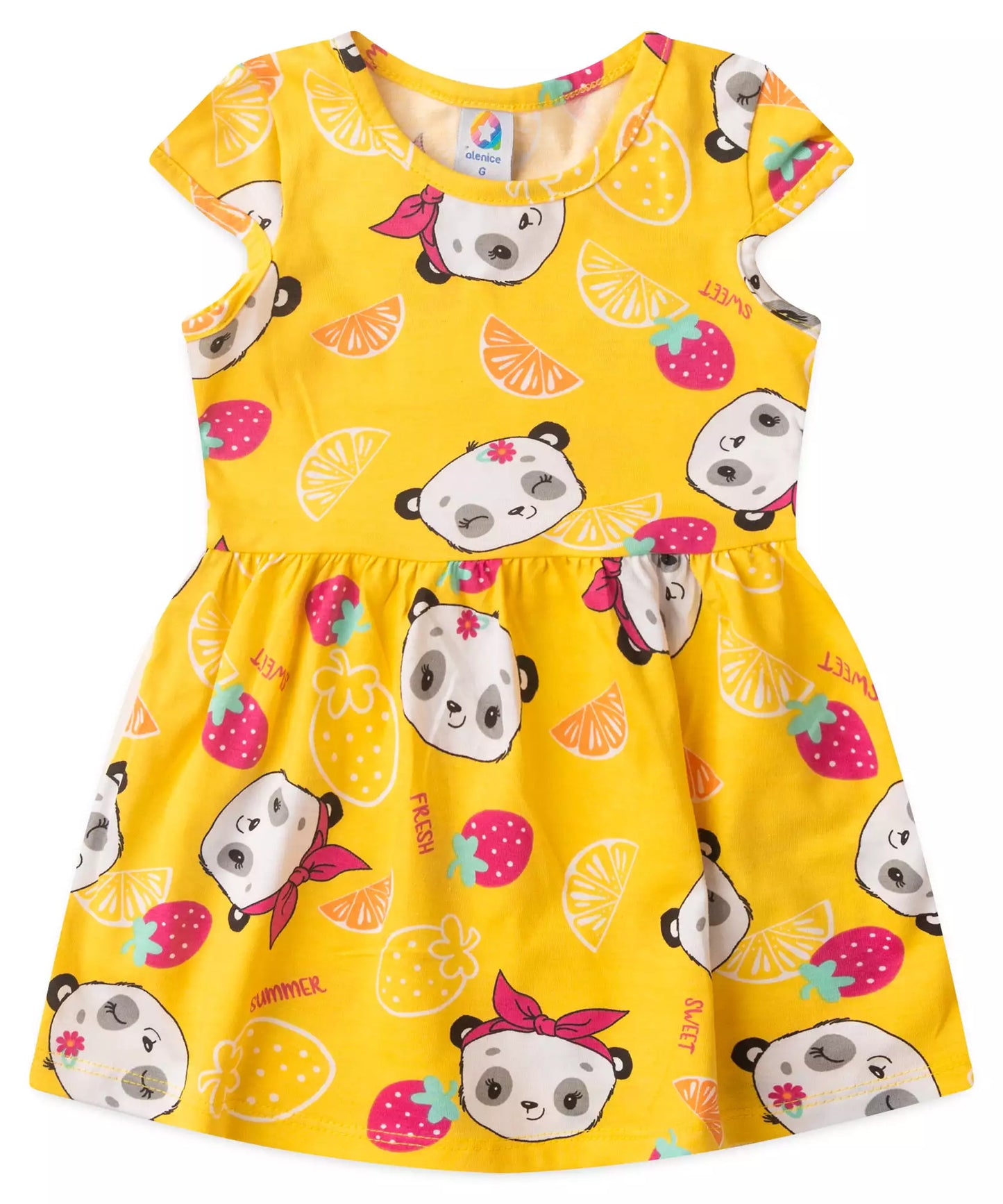 Vestido Infantil em Ursinho Rosa