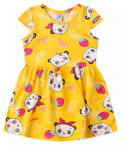 Vestido Infantil em Ursinho Rosa