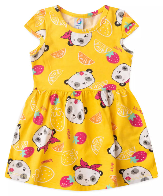Vestido Infantil em Ursinho Rosa