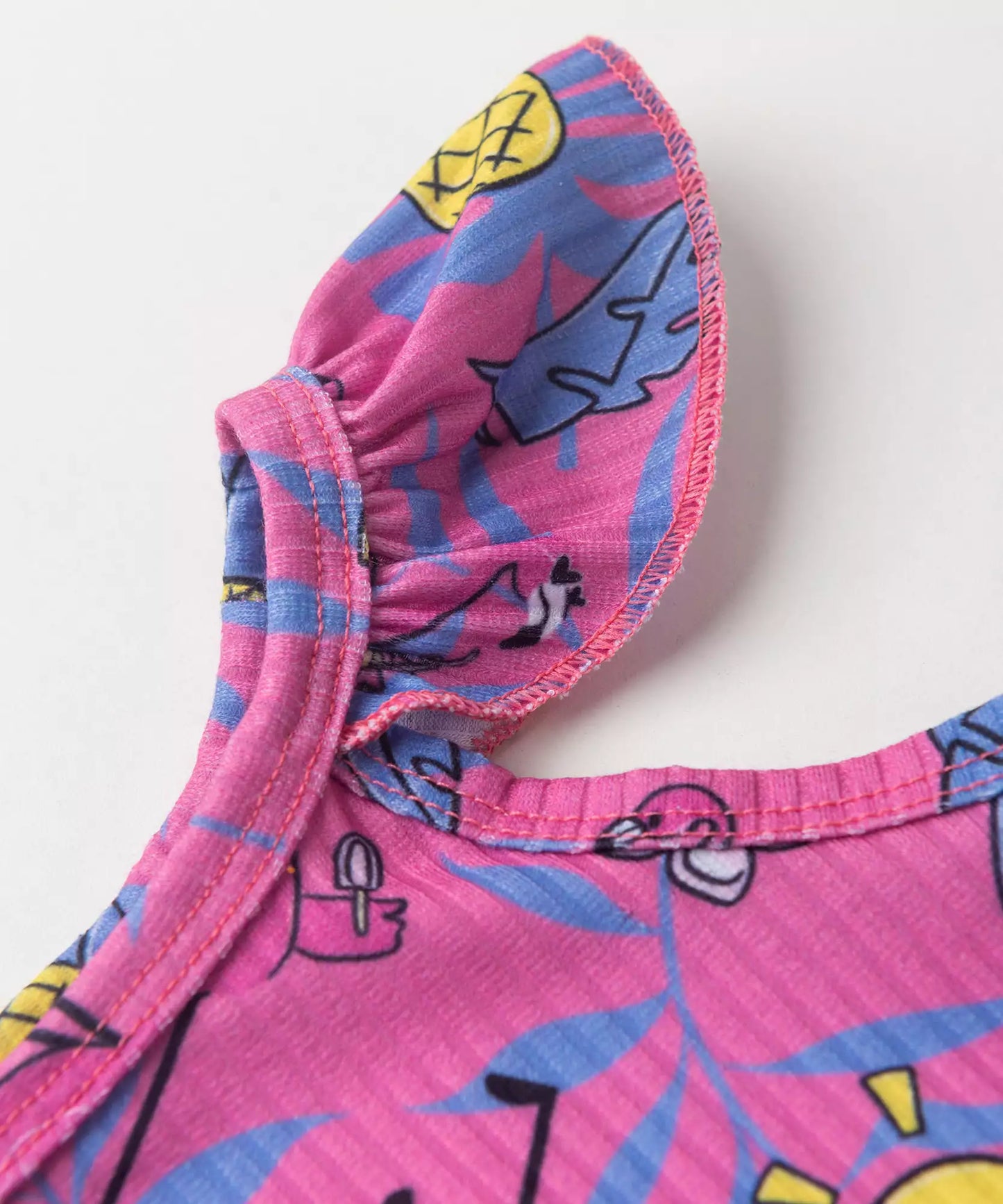 Vestido Infantil Verão Estampa Flamingo Tropical Rosa