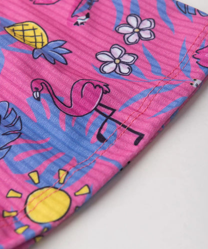 Vestido Infantil Verão Estampa Flamingo Tropical Rosa