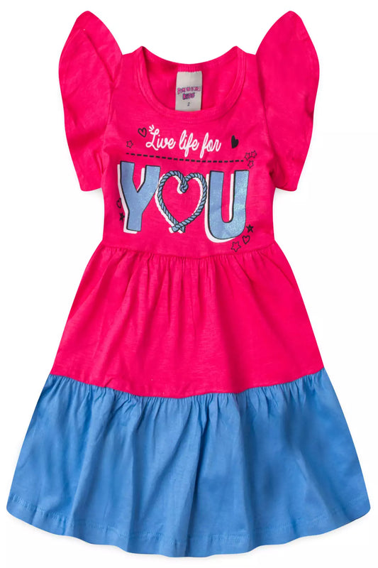 Vestido Rodado Infantil Estampado Pink