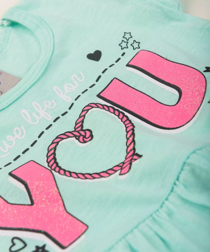 Vestido Rodado Infantil Estampado Verde