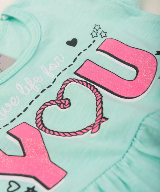 Vestido Rodado Infantil Estampado Verde