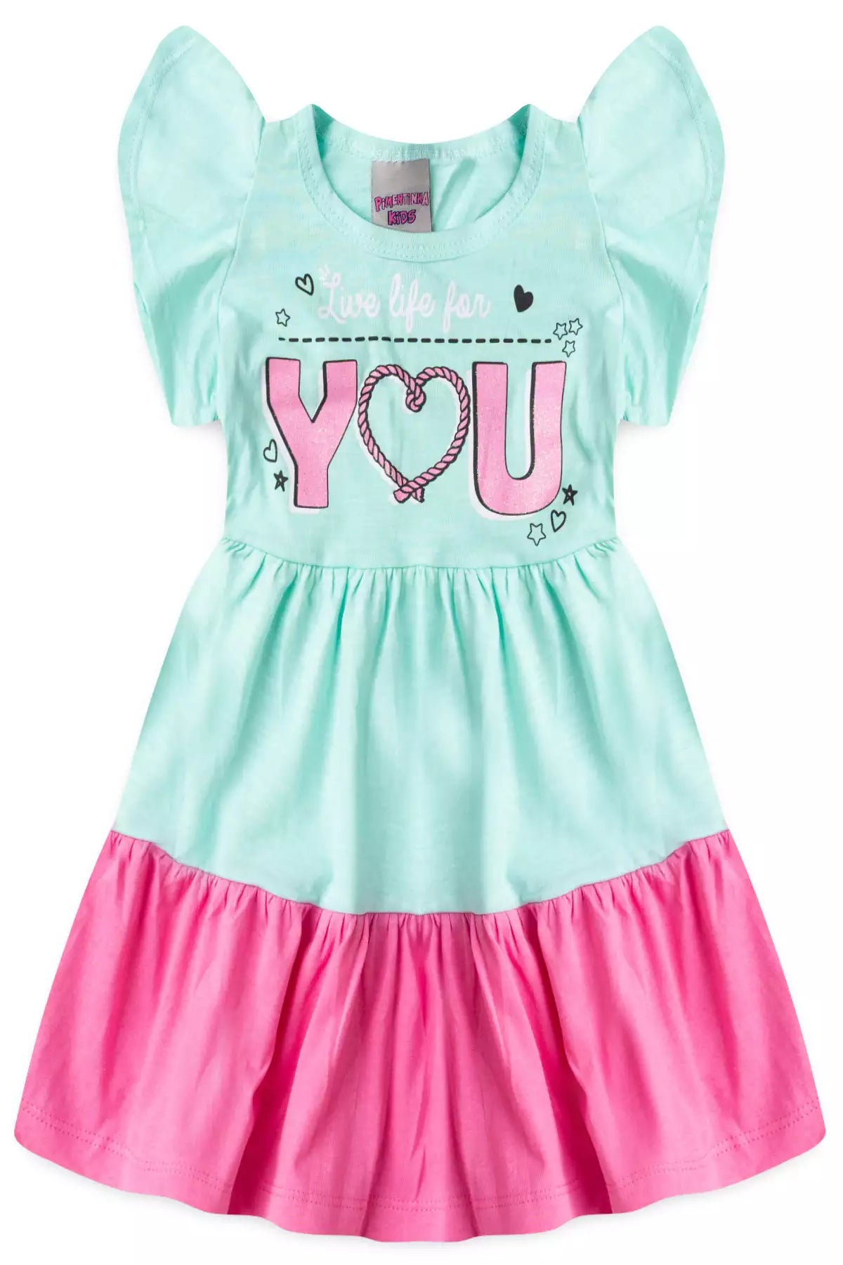 Vestido Rodado Infantil Estampado Verde