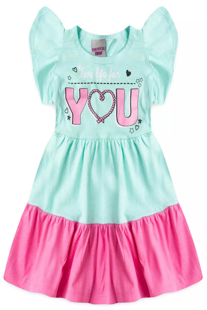 Vestido Rodado Infantil Estampado Verde
