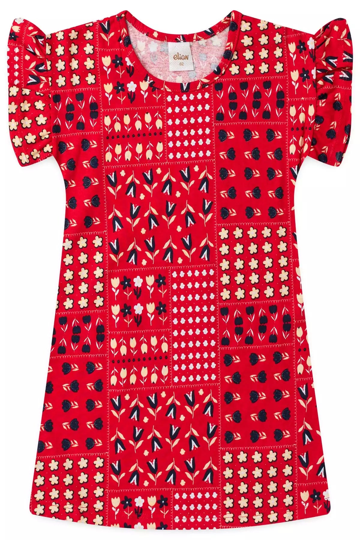 Vestido Verão para Menina Encanto Tropical Vermelho