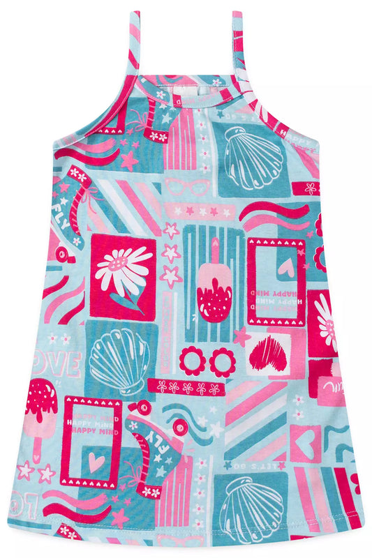 Vestido Verão para Menina Love Fun Azul