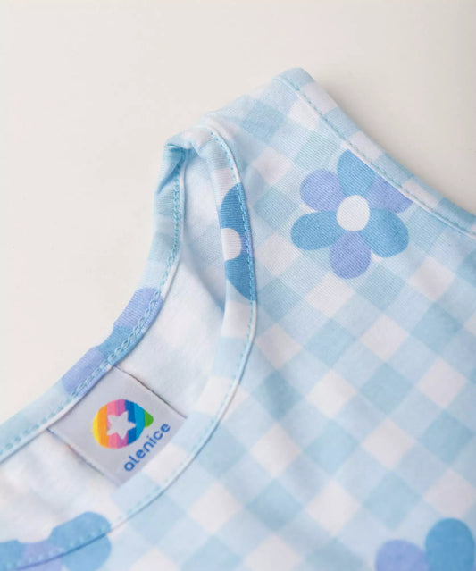 Vestido Infantil Floral Azul