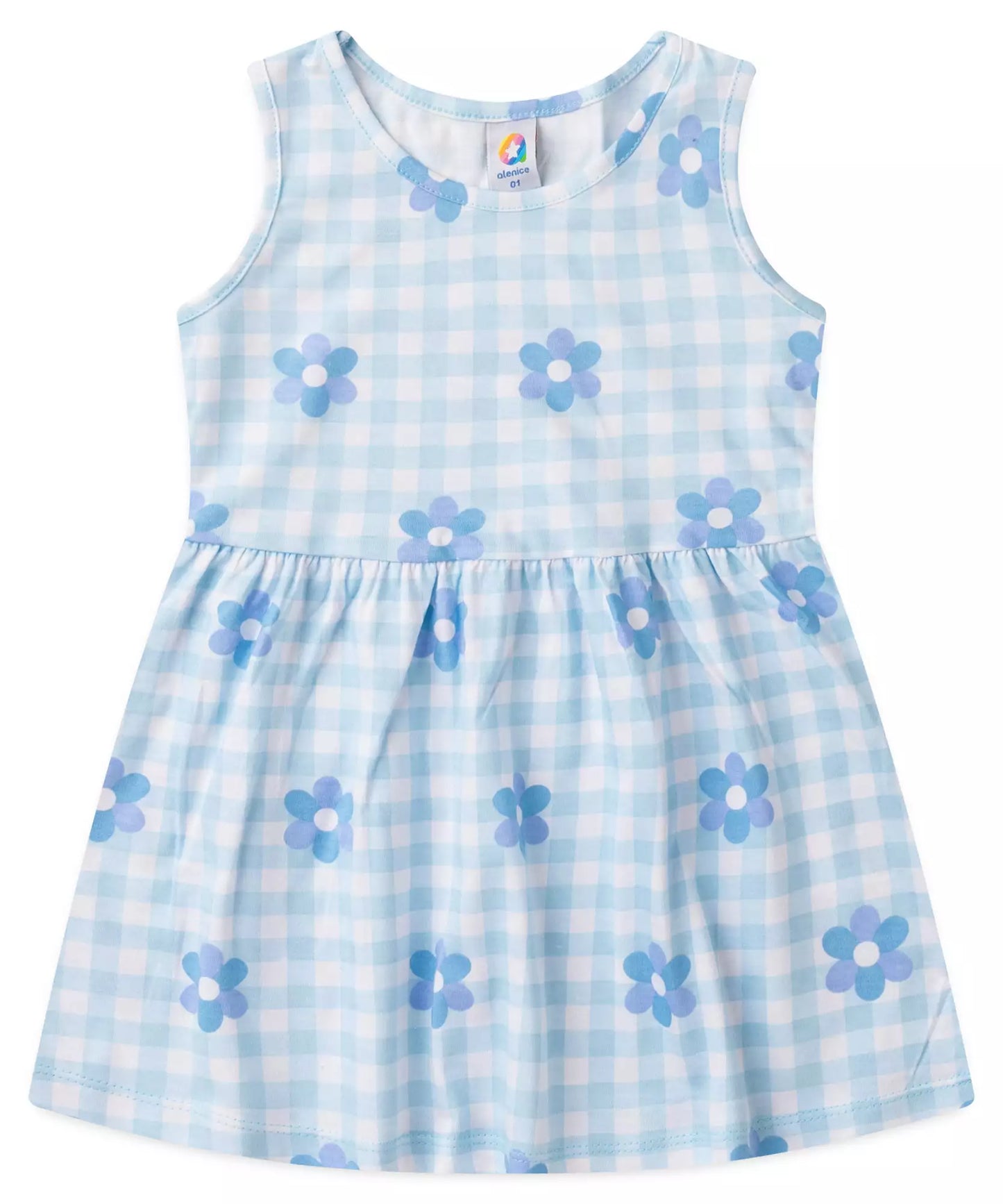 Vestido Infantil Floral Azul