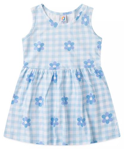 Vestido Infantil Floral Azul