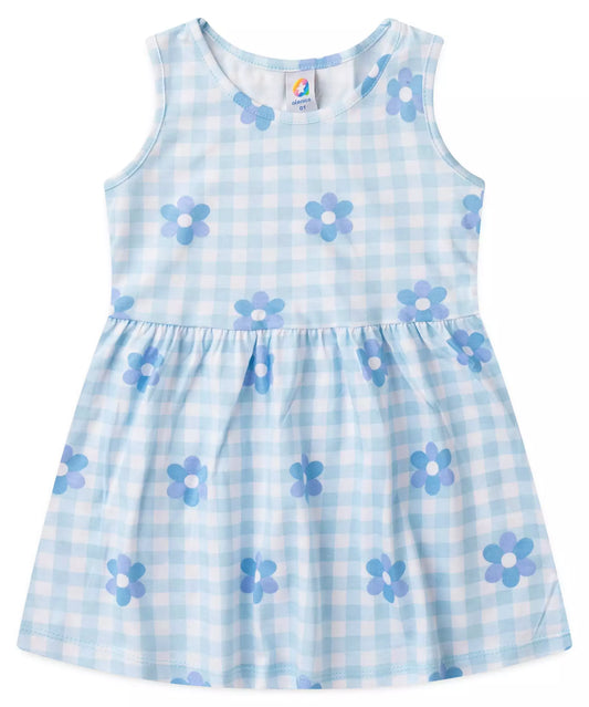 Vestido Infantil Floral Azul