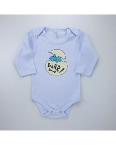Body Manga Longa Branco Bebê Menino com Estampa de Dino