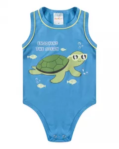 Body de Verao para Bebe Menino Tartaruga Azul