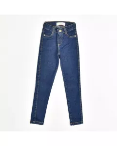 Calca Jeans Infantil Feminina Azul Escura com Regulagem Interna