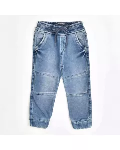 Calça Jeans Infantil Masculina com Cadarço Regulável Azul