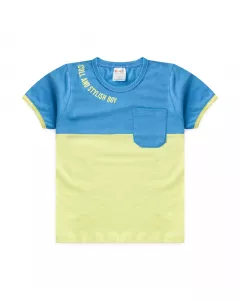 Camiseta de Verao Infantil Masculina com Bolso Azul