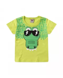 Camiseta de Verao Infantil Masculina Jacare Verde