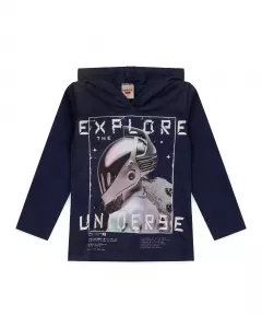 Camiseta Infantil Masculina Astronauta Marinho