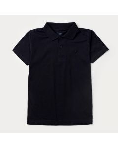 Camiseta Preta Gola Polo Infantil Masculina