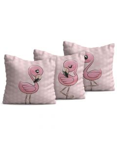 Kit com 3 Almofadas Decorativas Infantil Little Flamingo