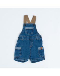 Jardineira Jeans para Bebê Menino com Bolso