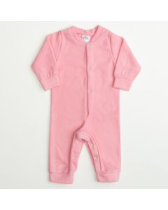 Macacão em Soft Rosa para Bebê Menina com Botão de Pressão Frontal