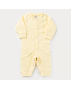 Macacão em Soft Amarelo para Bebê Unissex com Botão de Pressão