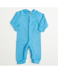 Macacão em Soft Azul para Bebê Menino com Botão de Pressão Frontal