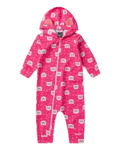 Macacao de Inverno para Bebe Menina Gatinho Pink