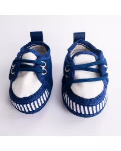 Tênis Azul com Cadarço e Listras Brancas para Bebê Menino