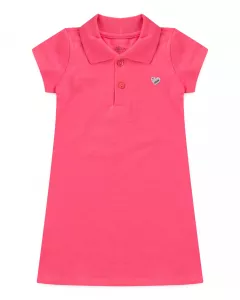 Vestido Infantil Basico Gola Polo Rosa